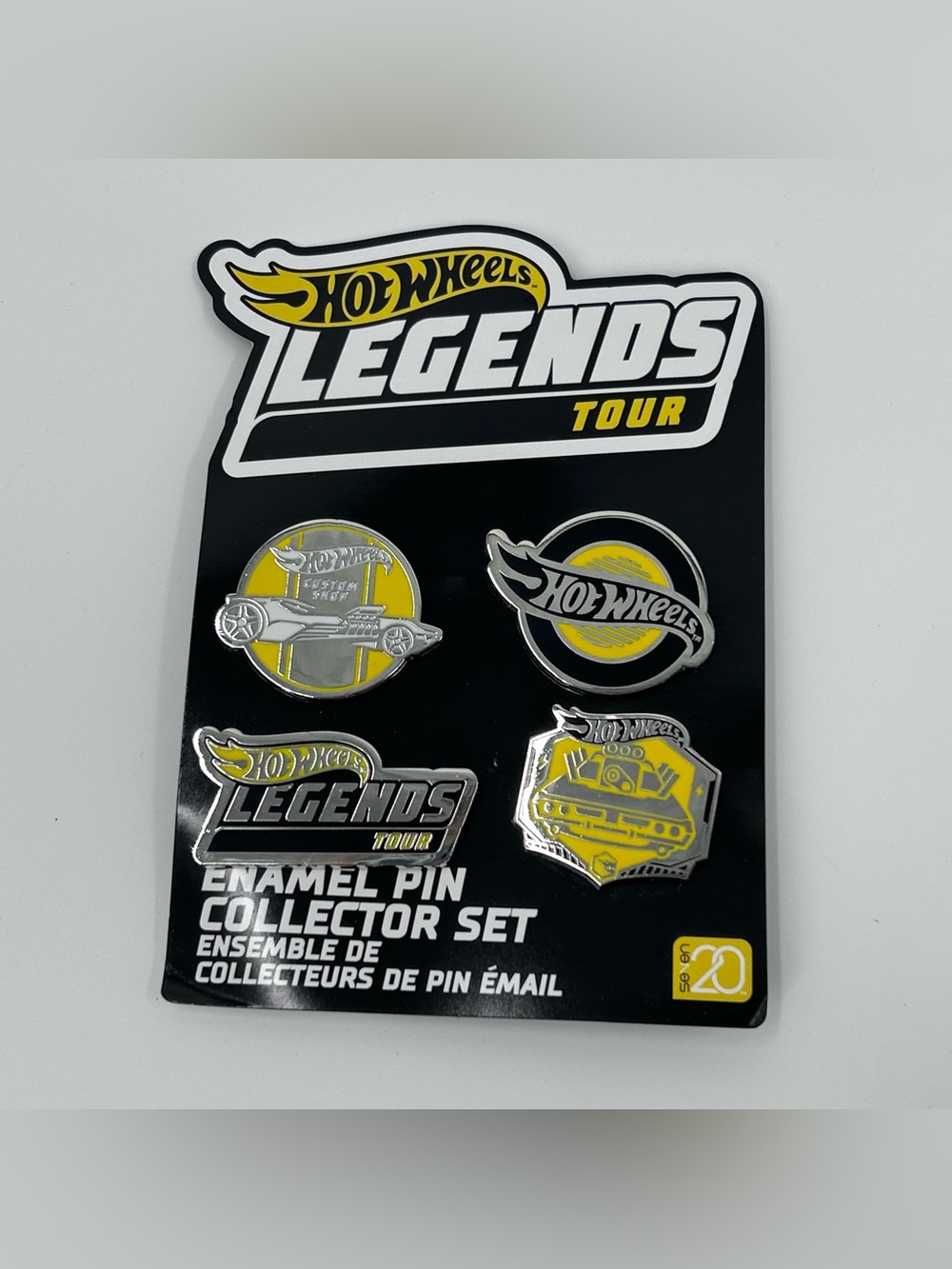 Hot Wheels Legends Tour Yellow & Black Enamel Pin Collector Set